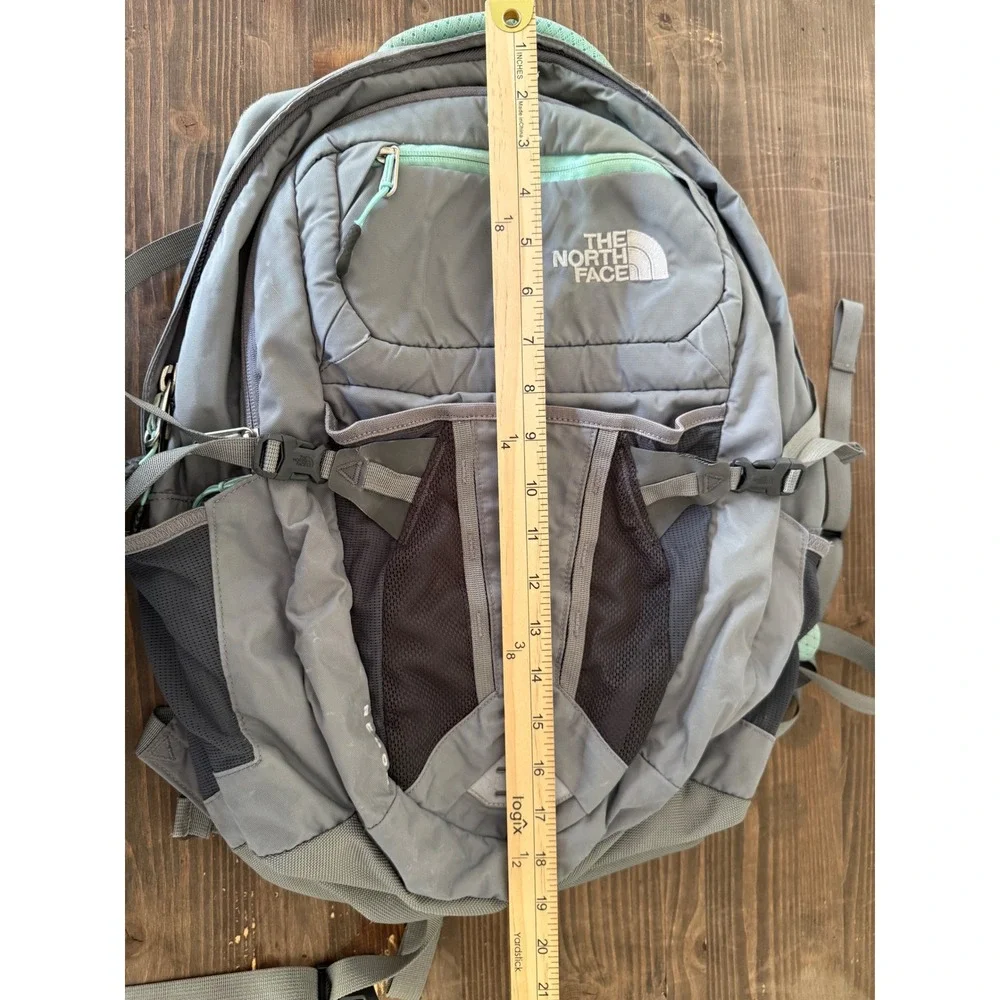 The North Face Recon Backpack Gray Teal Daypack Hiking School Travel Bag
